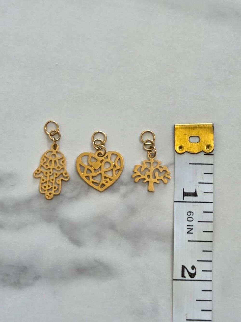 Bundle Of 3 Gold Filigree Charm Bundle Heart Hamsa Tree of Life Set - Picture 3 of 3